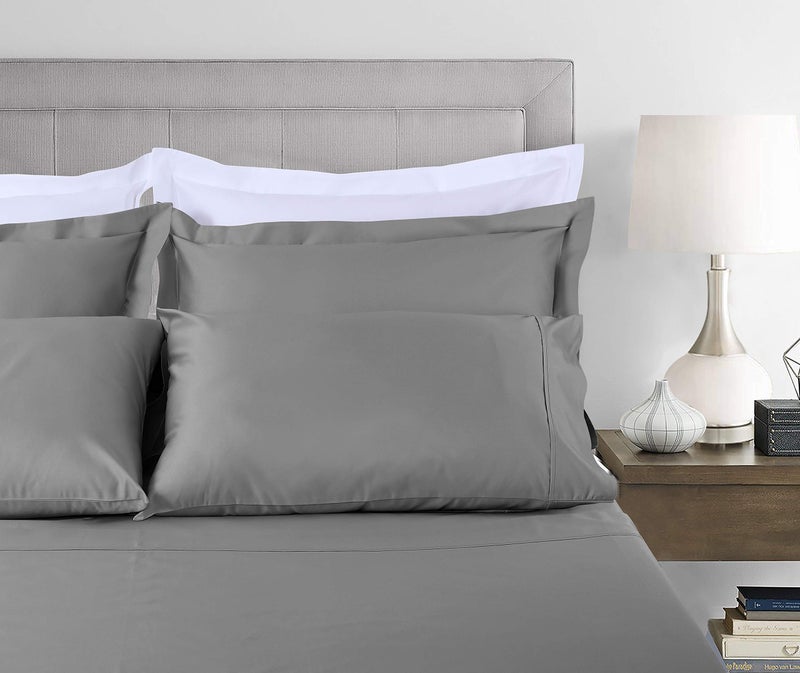 Threadmill Pillow Cases Standard Size | 800 Thread Count Sateen Weave | 100% Cotton 2 Piece Solid Pillow Covers | Extra Long Staple Cotton | Hotel Quality Dark Grey Pillow Cases - Image 2